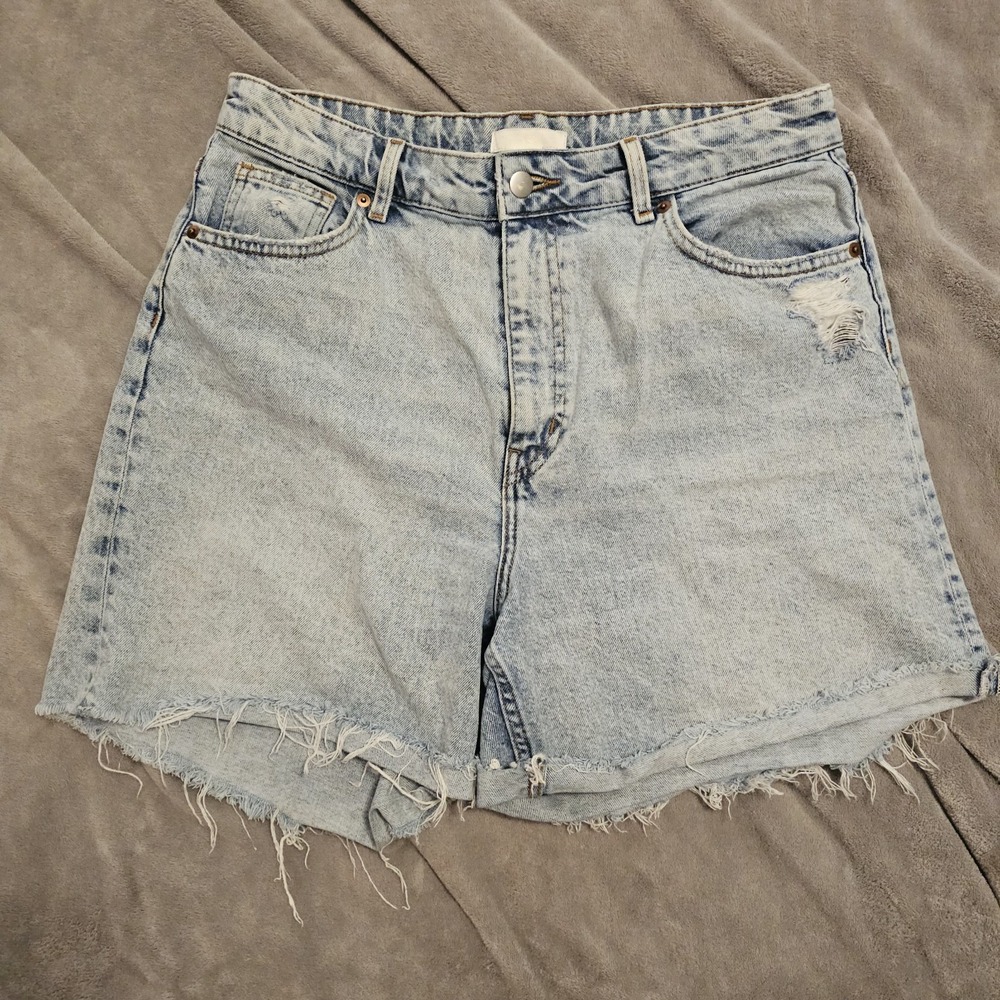 HM Loose Mom Jean Shorts Sz 12 Cut Off Frayed Ultra High Waist‎ 90s Y2k